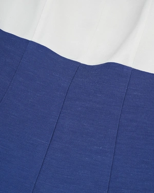 White and dark blue dress made of rayon, linen and cotton | Casual - 5