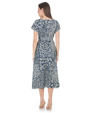 Blue and beige airy dress in certified viscose | Dresses - 3