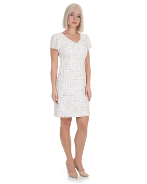 Light beige dress made of cotton tweed with fine sequins and lurex threads | Dresses - 1