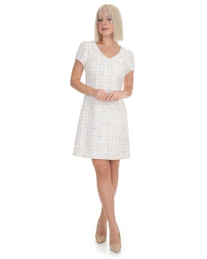 Light beige dress made of cotton tweed with fine sequins and lurex threads | Dresses - 2