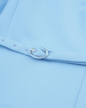 Светлосиня бизнес рокля с прав силует | Рокли - 5