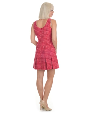 Червена туид рокля с обло деколте и без ръкави | Рокли - 3