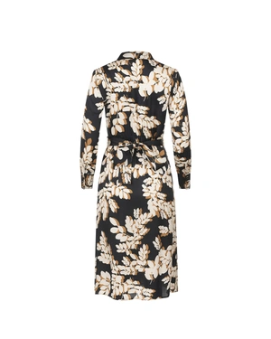 Elegant shirt dress with stylized floral motifs in contrasting colors | NEW - 1