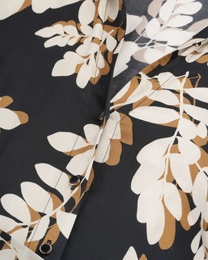 Elegant shirt dress with stylized floral motifs in contrasting colors | NEW - 2