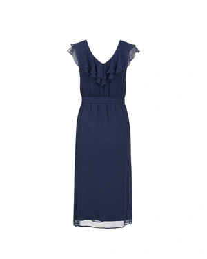 Dress in fine dark blue chiffon | Party Collection - 4