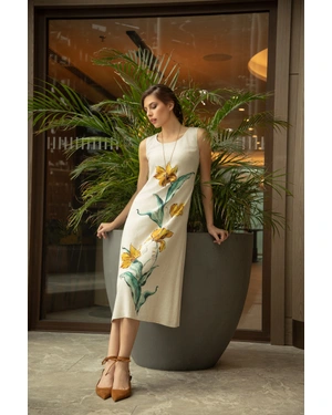 თეთრეულისა და FSC ვისკოზის კაბა ყვავილების მოტივით | ყოველდღიური - 1