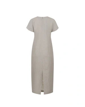 Long dress from 100% linen in organic light color | Pure cotton and linen collection - 4