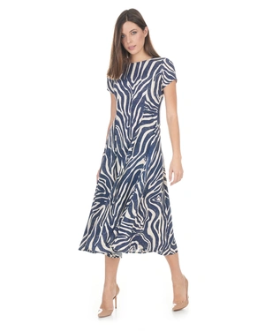 Дълга вискозна рокля със стилизиран принт в синьо и бяло | Рокли | Dika.bg - 2 Дълга вискозна рокля със стилизиран принт в синьо и бяло | Рокли - 2