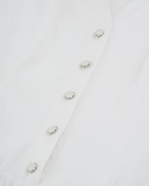 Elegant white viscose dress with belt and V-neckline | Casual - 4