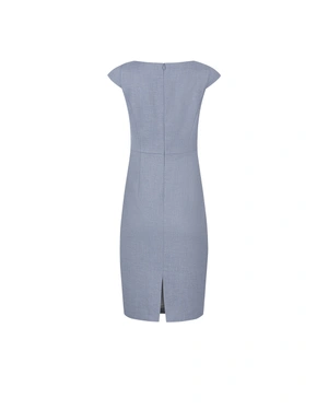 Elegant business dress, midi length, in grey-blue | Business - 4
