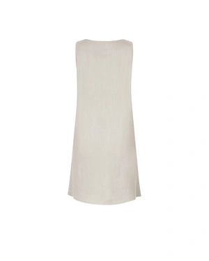 Linen and viscose dress in elegant ecru | Casual | Dika.ge - 1 Linen and viscose dress in elegant ecru | Casual - 1