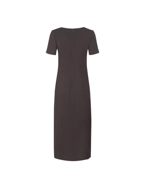 Вталена рокля в тъмнокафяво с цепка | НОВО - 3