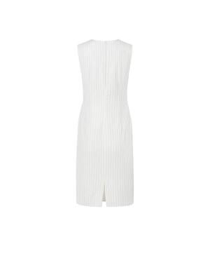 White fine-striped sleeveless dress with a square neckline | Business - 4