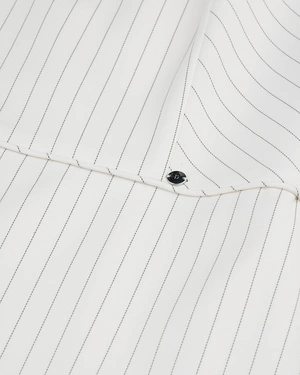 White fine-striped sleeveless dress with a square neckline | Business - 5