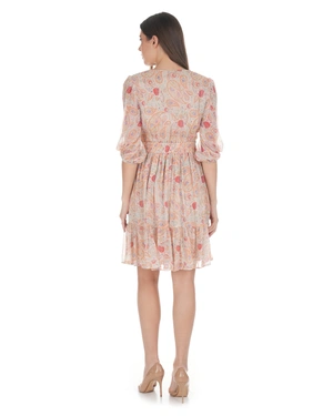 Рокля от сертифициран район с флорален принт и женствен силует | НОВО - 2