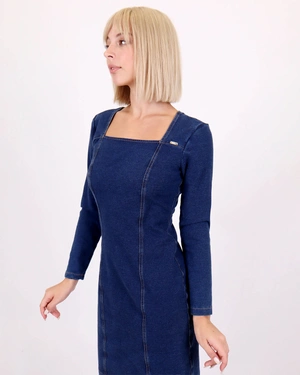 Вталена памучна дънкова рокля | Всички продукти - 5