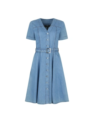 Rochie de vara bleumarin - imitatie denim din material usor si respirabil | Rochii | Dikastore.ro Rochie de vara bleumarin - imitatie denim din material usor si respirabil | Rochii