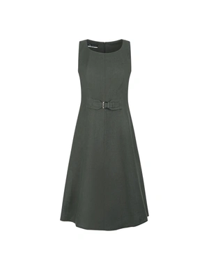 100% linen summer dress with a belt and viscose lining in deep olive green | NEW | Dika.bg 100% linen summer dress with a belt and viscose lining in deep olive green | NEW