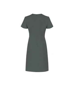 Ленена рокля тип "сафари" в петролно зелено с асиметрични копчета | НОВО - 1