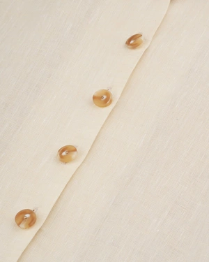 Beige linen shirt dress with a belt | Casual collection | Dika.rs - 4 Beige linen shirt dress with a belt | Casual collection - 4