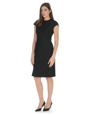 Elegant black dress with a straight silhouette | Dresses - 2