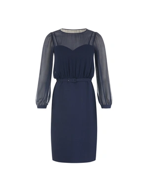 Elegant navy blue dress with sheer sleeves | Dresses | Dika.rs Elegant navy blue dress with sheer sleeves | Dresses
