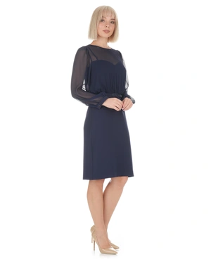 Elegant navy blue dress with sheer sleeves | Dresses | Dika.rs - 1 Elegant navy blue dress with sheer sleeves | Dresses - 1