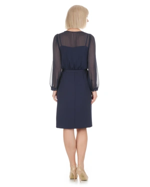 Elegant navy blue dress with sheer sleeves | Dresses | Dika.rs - 2 Elegant navy blue dress with sheer sleeves | Dresses - 2