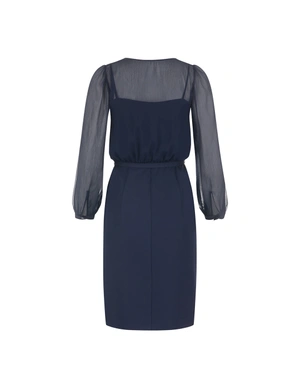 Elegant navy blue dress with sheer sleeves | Dresses | Dika.rs - 3 Elegant navy blue dress with sheer sleeves | Dresses - 3