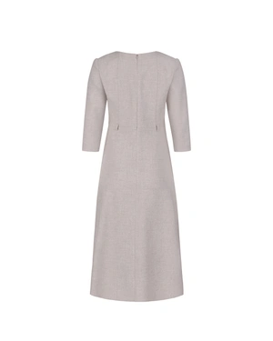 Light beige textured dress with a belt | Dresses | Dikastore.ro - 2 Light beige textured dress with a belt | Dresses - 2