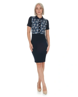 Трикотажна бодикон рокля с индийски принт в горната част | КОЛЕКЦИЯ - 2