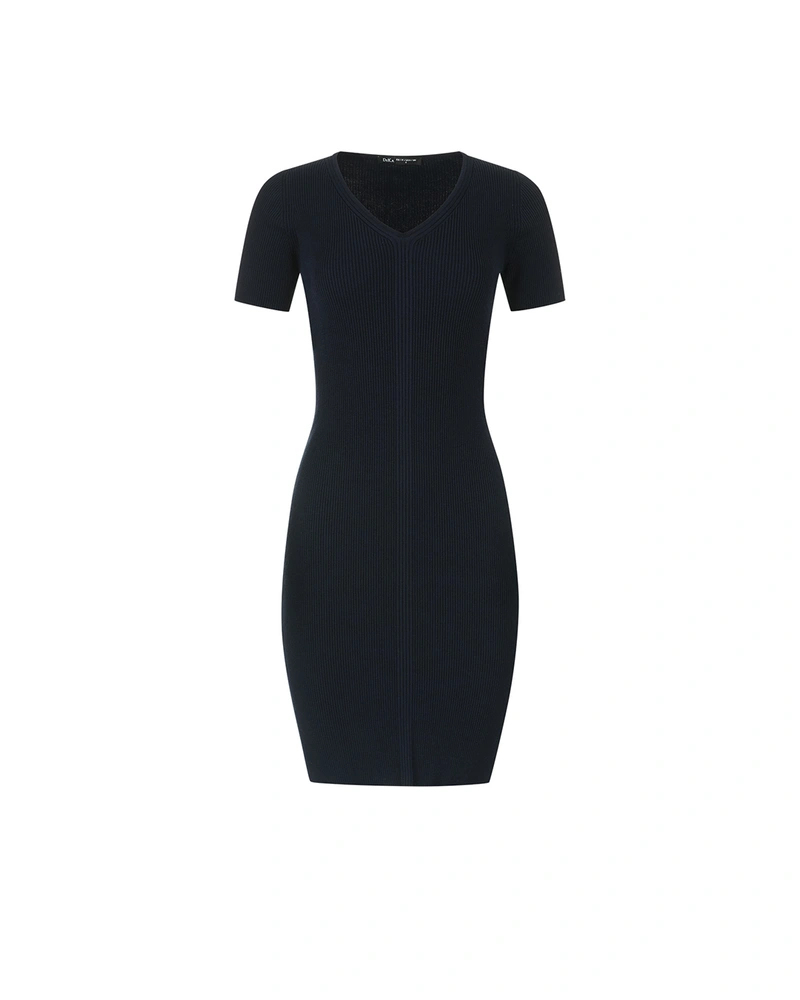 Knitted dress with V-neckline | Knitwear