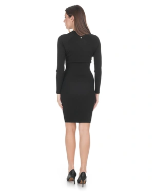 Black knit bodycon dress with long sleeves | NEW - 2
