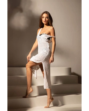 Rochie de plajă alba,  tricotată din bumbac | Rochii - 3