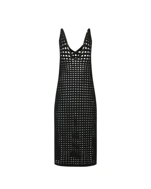 Rochie de plajă neagră,  tricotată din bumbac | COLECTIE DE VARĂ - 1