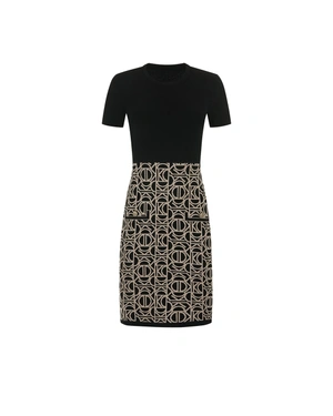 Knitted dress in black and beige with stylized logo | NEW | Dika.bg Knitted dress in black and beige with stylized logo | NEW