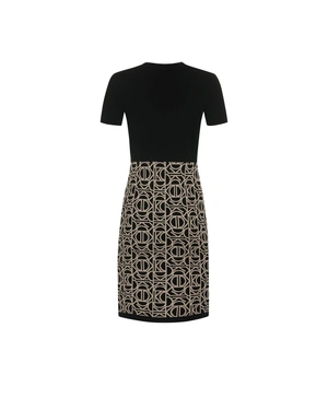 Knitted dress in black and beige with stylized logo | NEW | Dika.bg - 1 Knitted dress in black and beige with stylized logo | NEW - 1