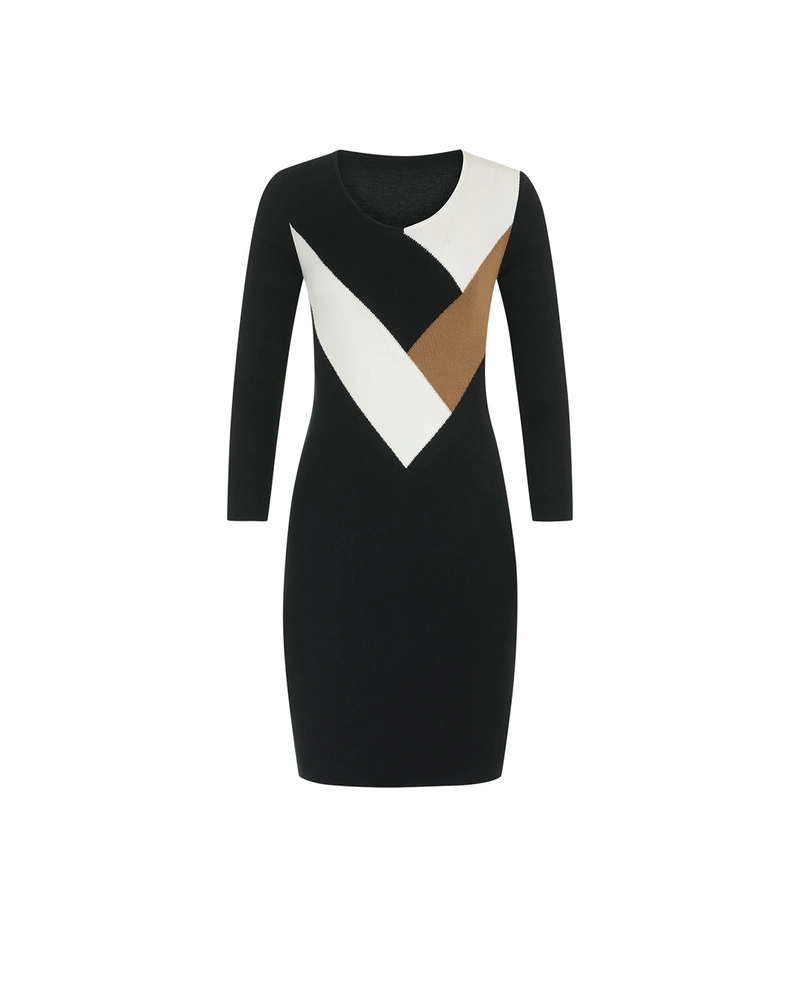 Knit dress with geometric motifs | Knitwear