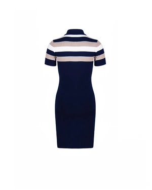 მუქი ლურჯი, წვრილი ნაქსოვი, მჭიდროდ შეკრული კაბა ღილებიანი საყელოთი | კაბები | Dika.ge - 2 მუქი ლურჯი, წვრილი ნაქსოვი, მჭიდროდ შეკრული კაბა ღილებიანი საყელოთი | კაბები - 2