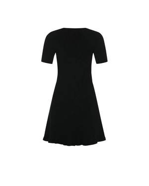 Black knitted dress with short sleeves and square neckline | NEW - 3