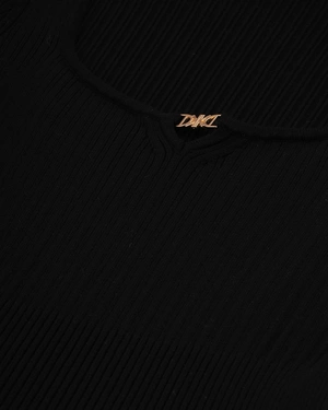 Black knitted dress with short sleeves and square neckline | NEW - 4