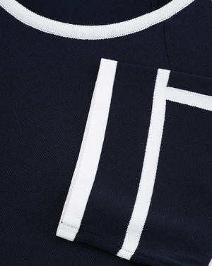 Rochie tricotată bleumarin cu accente contrastante | NOUTATI - 4