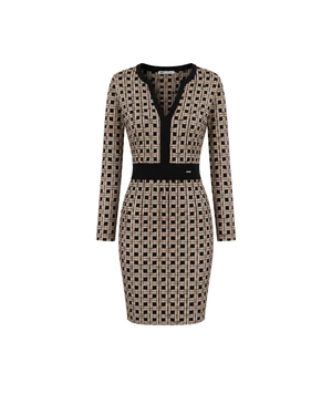 Black knitted dress with a decorative beige jacquard pattern | Dresses | Dika.com Black knitted dress with a decorative beige jacquard pattern | Dresses