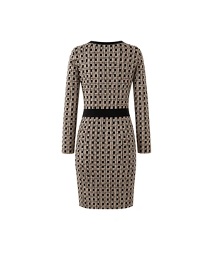 Black knitted dress with a decorative beige jacquard pattern | Dresses | Dika.com - 3 Black knitted dress with a decorative beige jacquard pattern | Dresses - 3