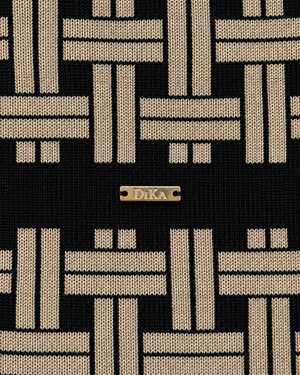 Black knitted dress with a decorative beige jacquard pattern | Dresses | Dika.com - 4 Black knitted dress with a decorative beige jacquard pattern | Dresses - 4