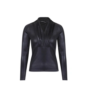 Bluza cu efect de piele lucioasa | Tricouri | Dikastore.ro Bluza cu efect de piele lucioasa | Tricouri