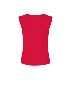 Vibrant red viscose top with draped neckline detail | Casual - 1