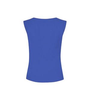 Viscose T-shirt with twisted neckline detail in fuchsia | NEW - 1