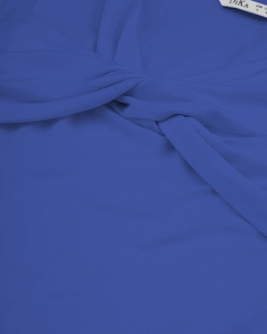 Viscose T-shirt with twisted neckline detail in fuchsia | NEW - 2