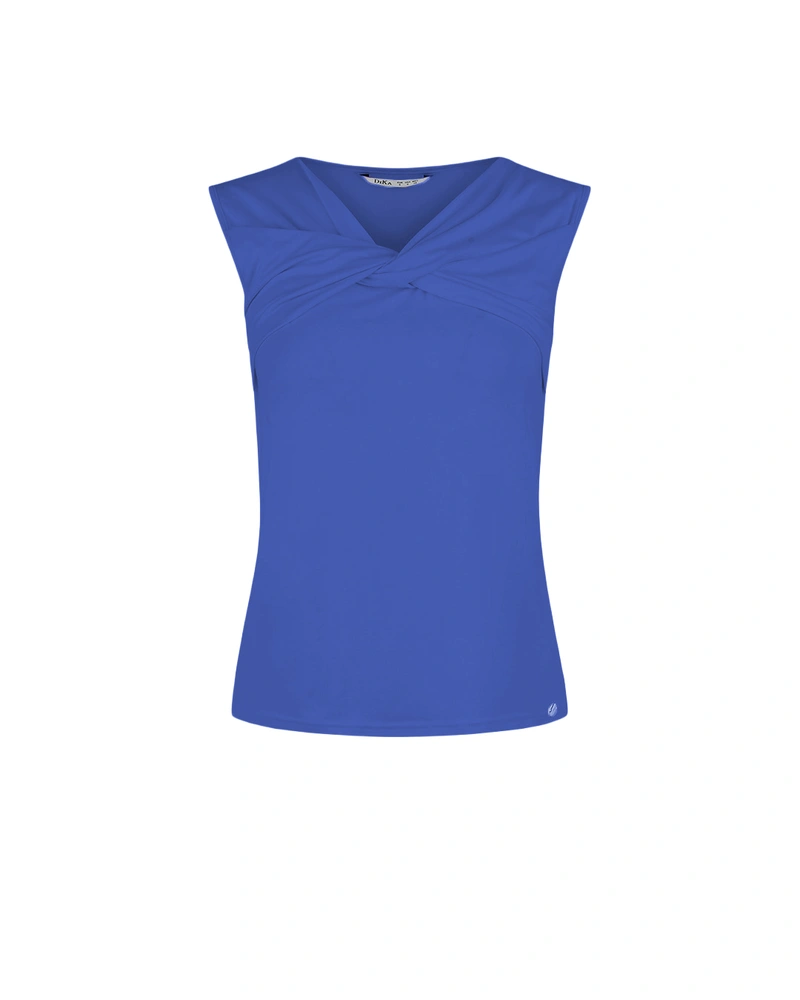Viscose T-shirt with twisted neckline detail in fuchsia | NEW